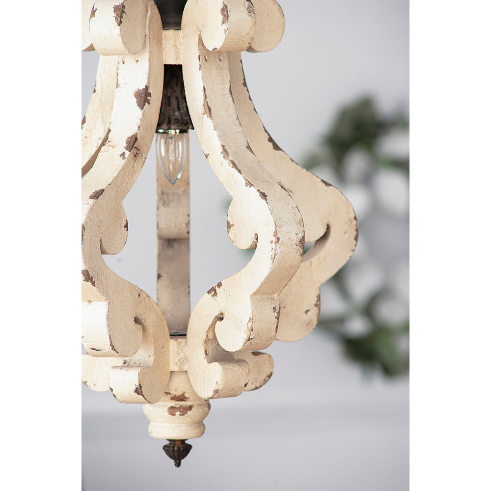 Antique Cream Wood Chandelier — 83-Inch Restaurant Dining Feature — view 8