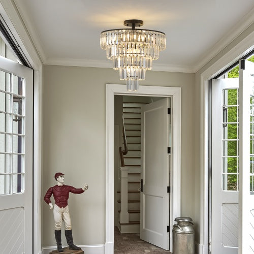 Large Contemporary Black Crystal Chandelier for Restaurant Dining Rooms — view 6