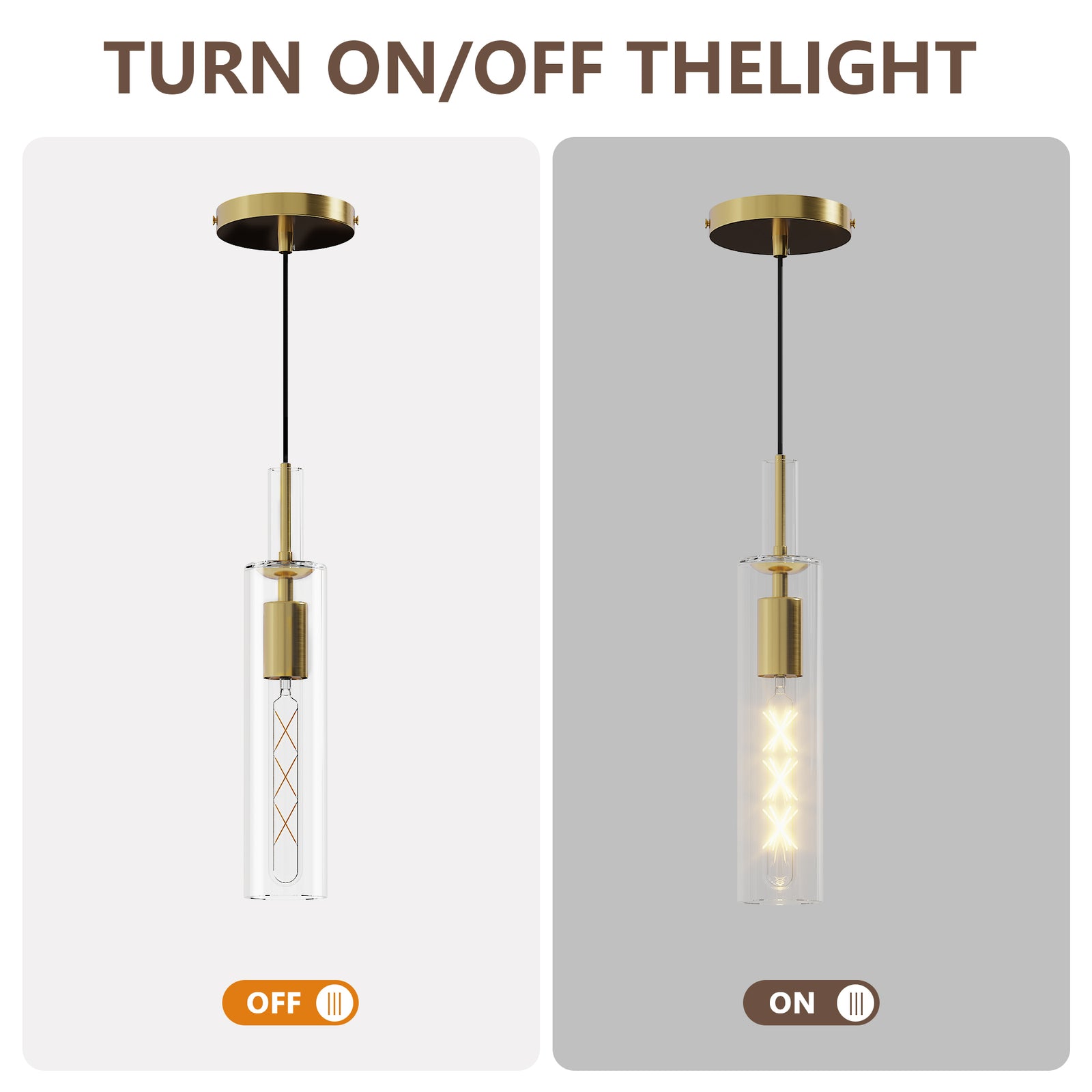 3-Pack Gold Pendant Lights with Clear Glass for Restaurant Dining Tables — view 9