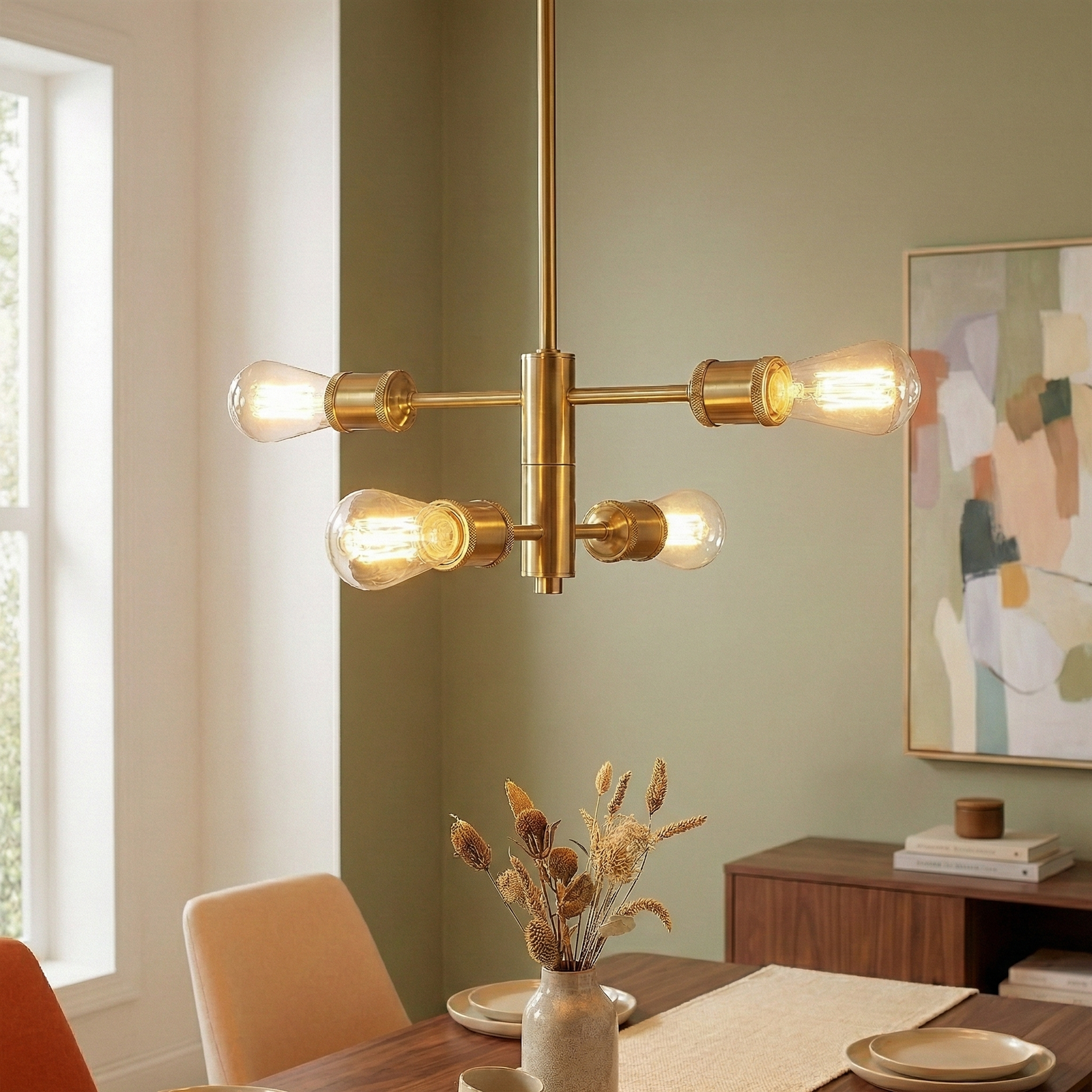 Modern Gold Trellis 4-Light Chandelier for Restaurant Dining Rooms and Kitchens — view 3