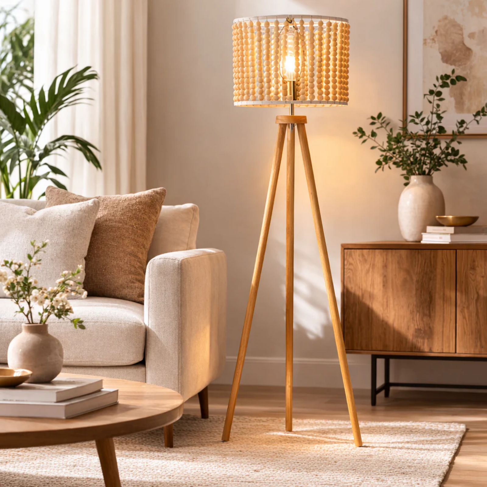 Brillo Natural Tripod Reading Floor Lamp for Restaurant Lounges and Dining Areas — view 1