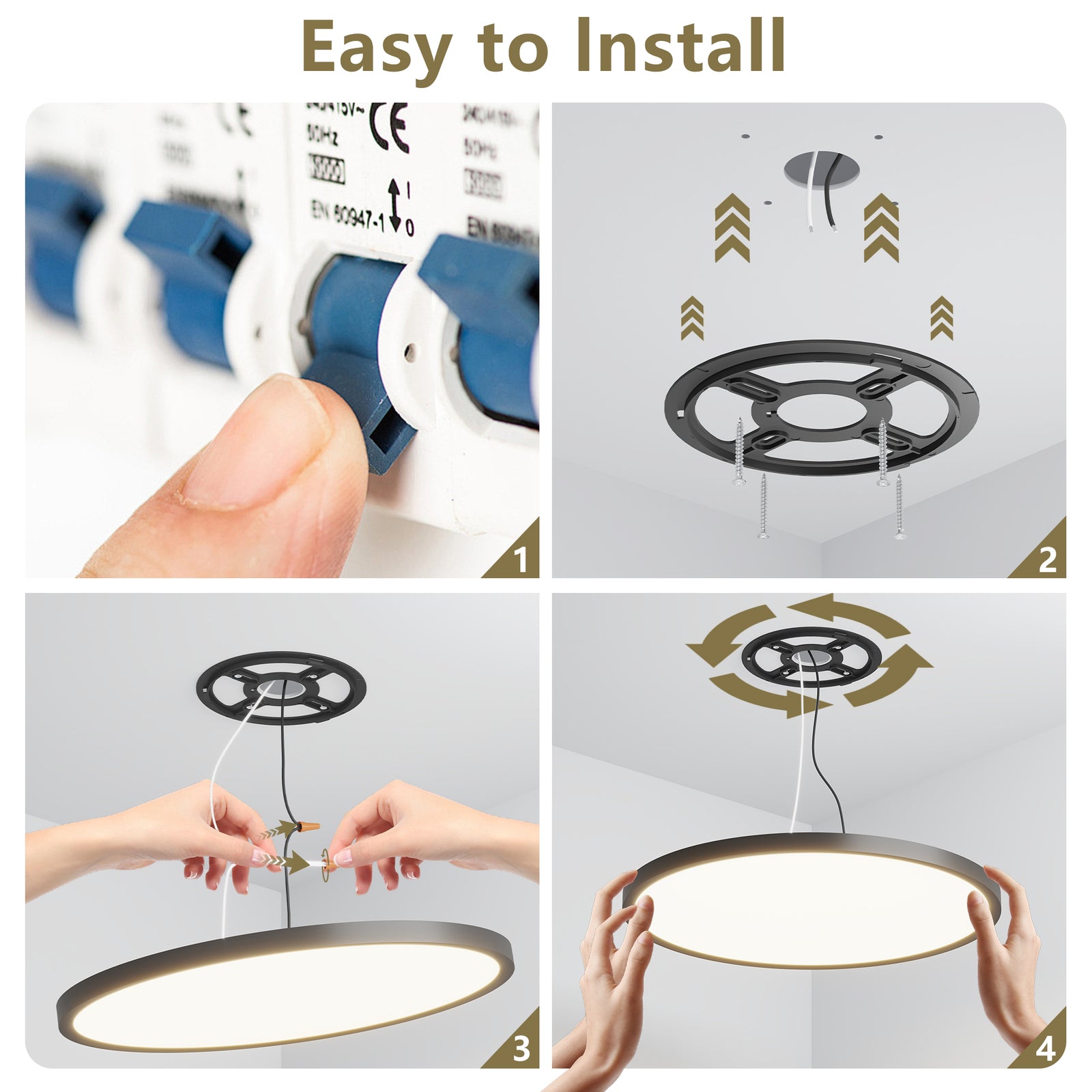 4-Pack Black Dimmable LED Flush-Mount Ceiling Lights for Restaurant Dining Areas — view 8