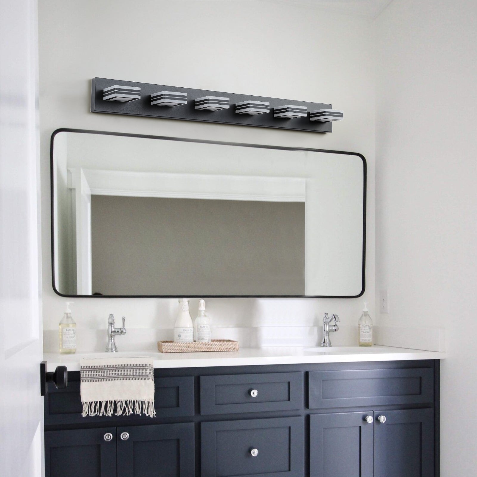 39-Inch Black 6-Light LED Vanity Fixture for Restaurant Restrooms and Mirrors — view 1