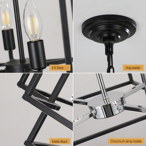 Industrial Farmhouse 8-Lantern Tiered Chandelier for Restaurant Dining Rooms — view 9
