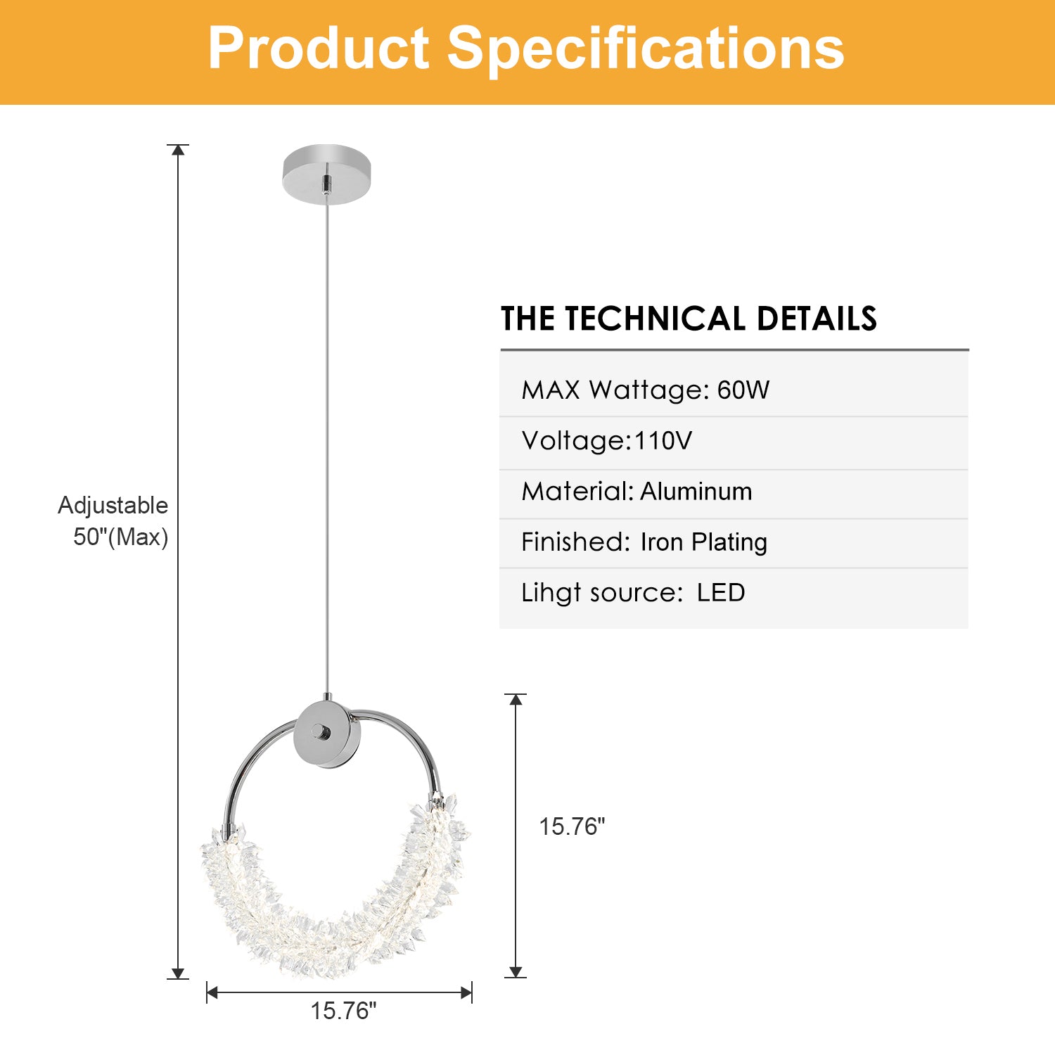 Crystal LED Hanging Bar Chandelier — Restaurant Lounge — view 8