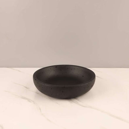 Black 20 cm bowl-style decorative stone accent tray