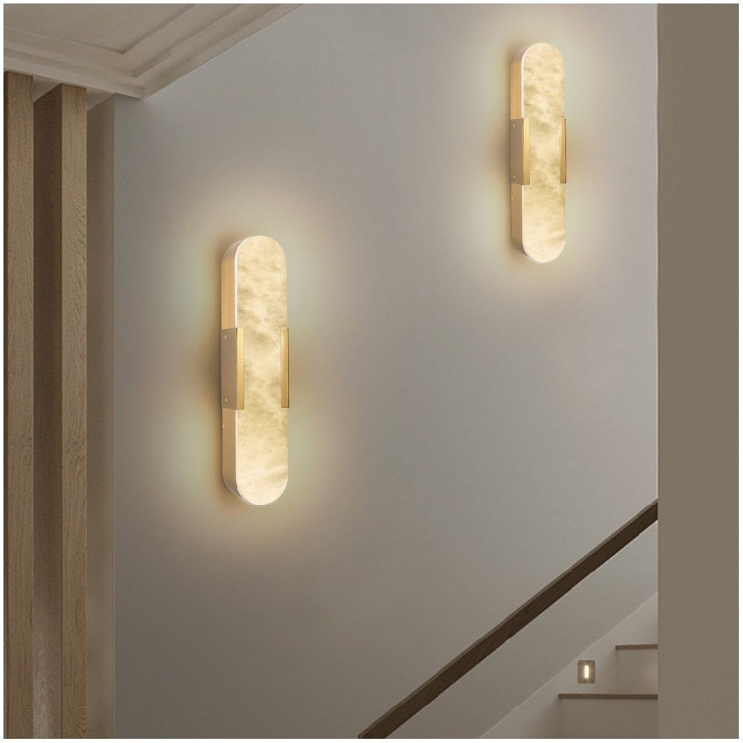 Natural Marble Gold Wall Sconce Set for Luxury Restaurant Restrooms — view 4