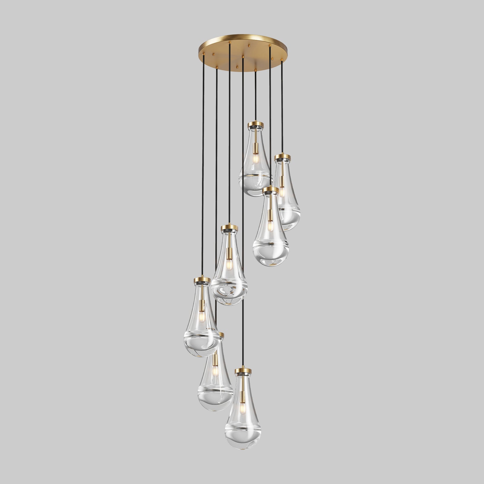 Seven-Light Brass Linear Pendant Chandelier for Restaurant Dining Rooms — view 5