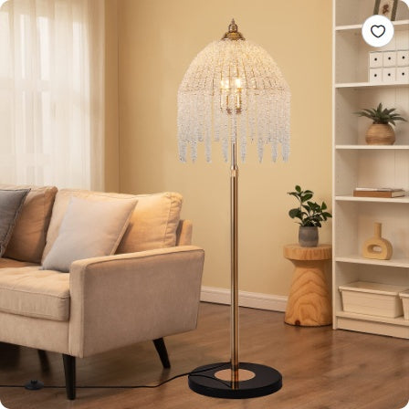 Gold Crystal Waterfall Floor Lamp — 3-Light Lounge Feature — view 2
