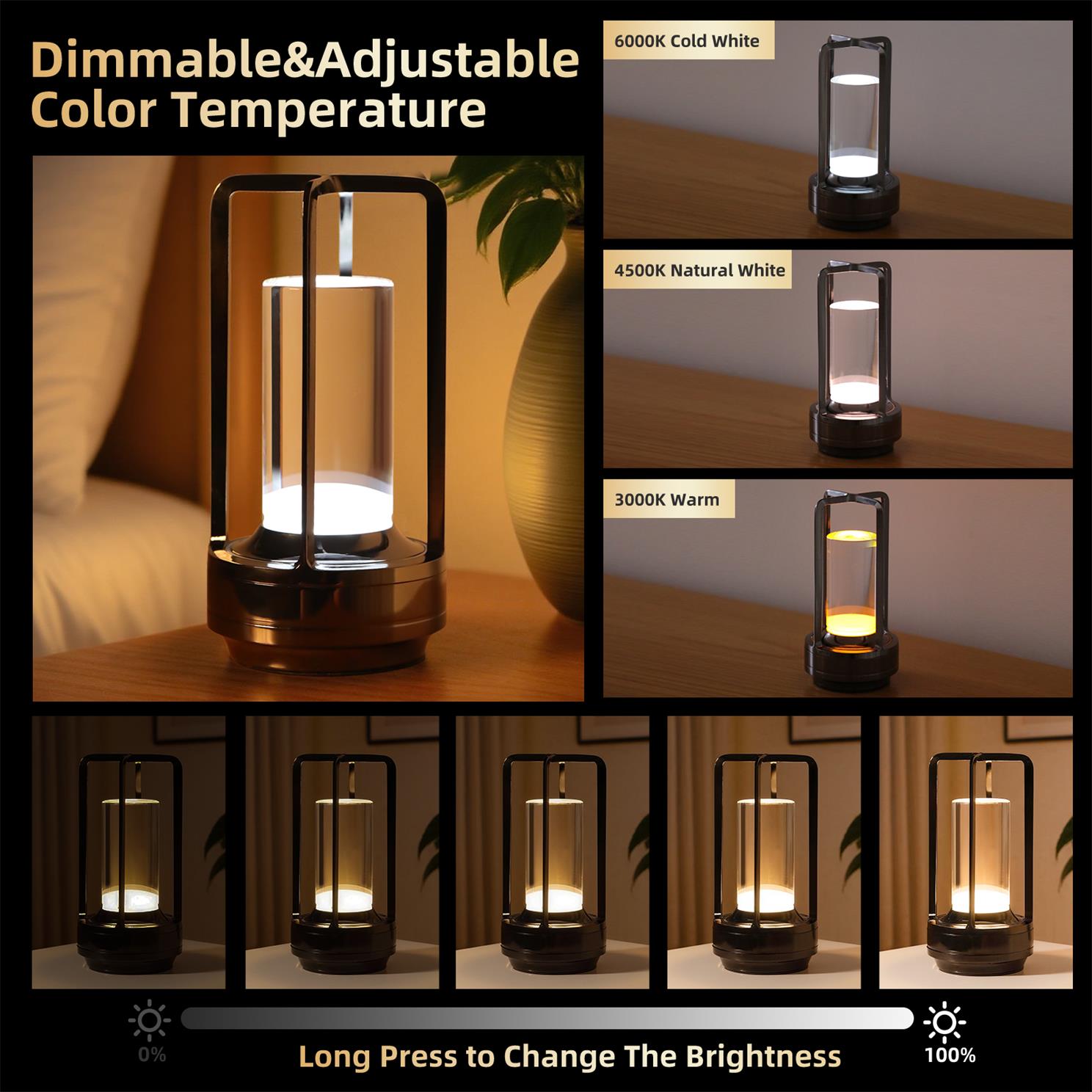 Cordless 5000mAh Touch Table Lamp for Restaurant Tables — view 7
