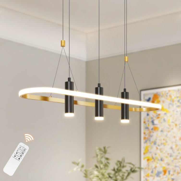 4-Light Black & Gold LED Pendant — Restaurant Dining — view 1