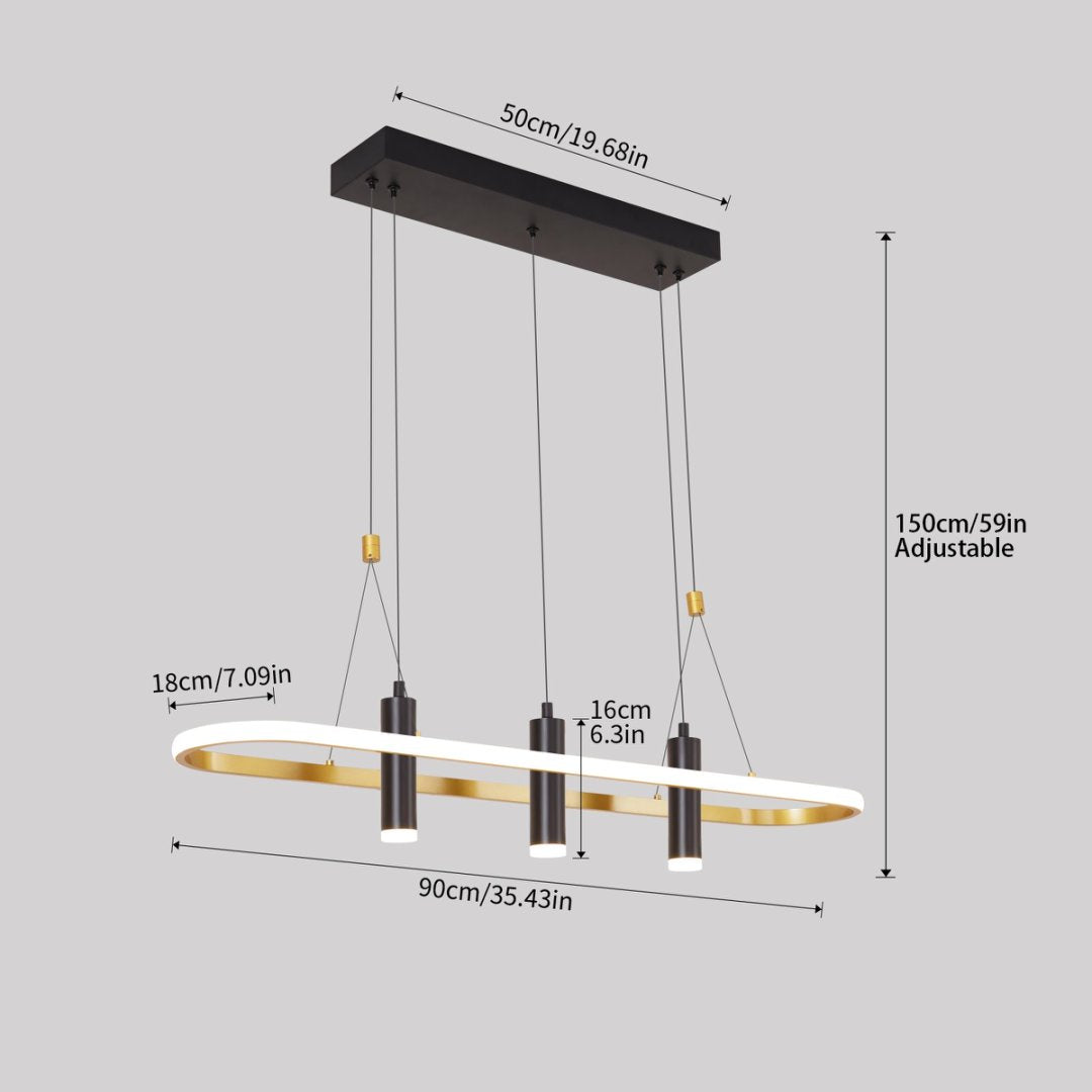 4-Light Black & Gold LED Pendant — Restaurant Dining — view 10