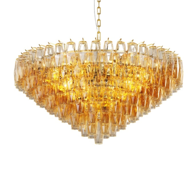 37-Inch 14-Light Gold Smoke-Glass Chandelier for Restaurant Dining Rooms and Hotel Lobbies — view 9