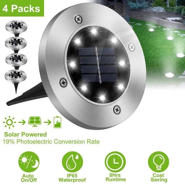4-Piece Solar In-Ground Path Lights — Restaurant Patio — view 1