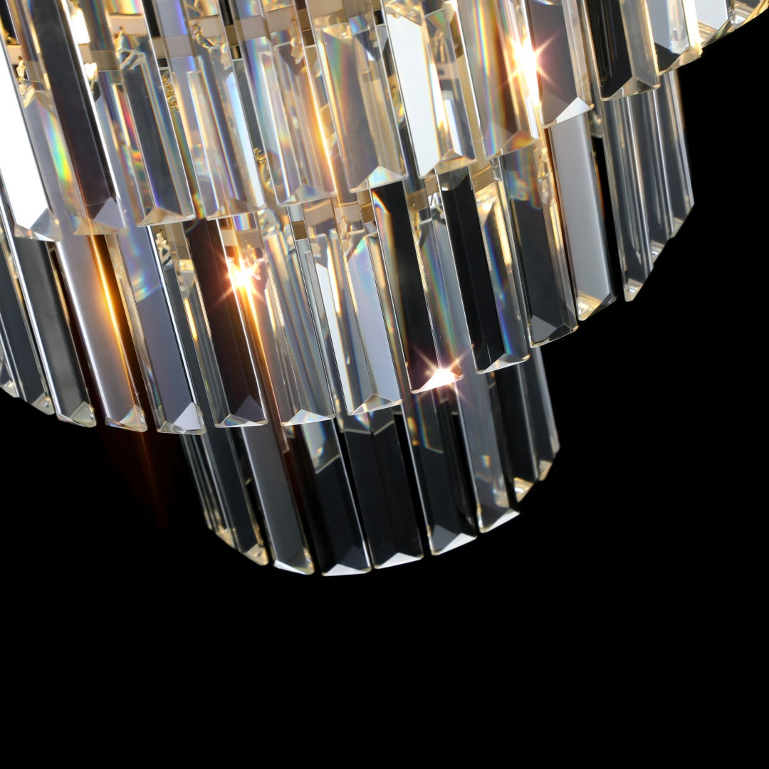 7-Light Gold 3-Tier Crystal Chandelier for Restaurant Dining Rooms — view 10