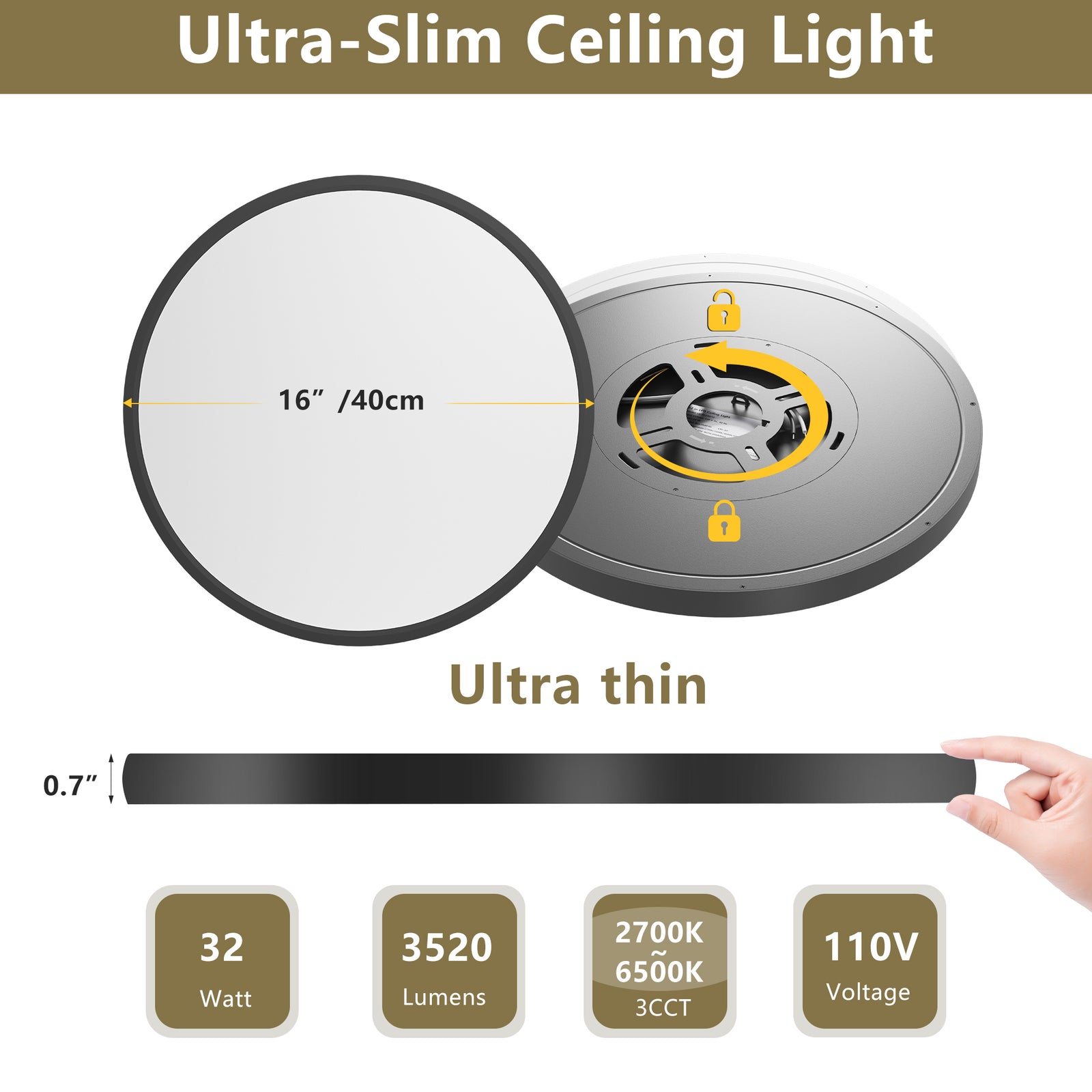 4-Pack Black Dimmable LED Flush-Mount Ceiling Lights for Restaurant Dining Areas — view 7