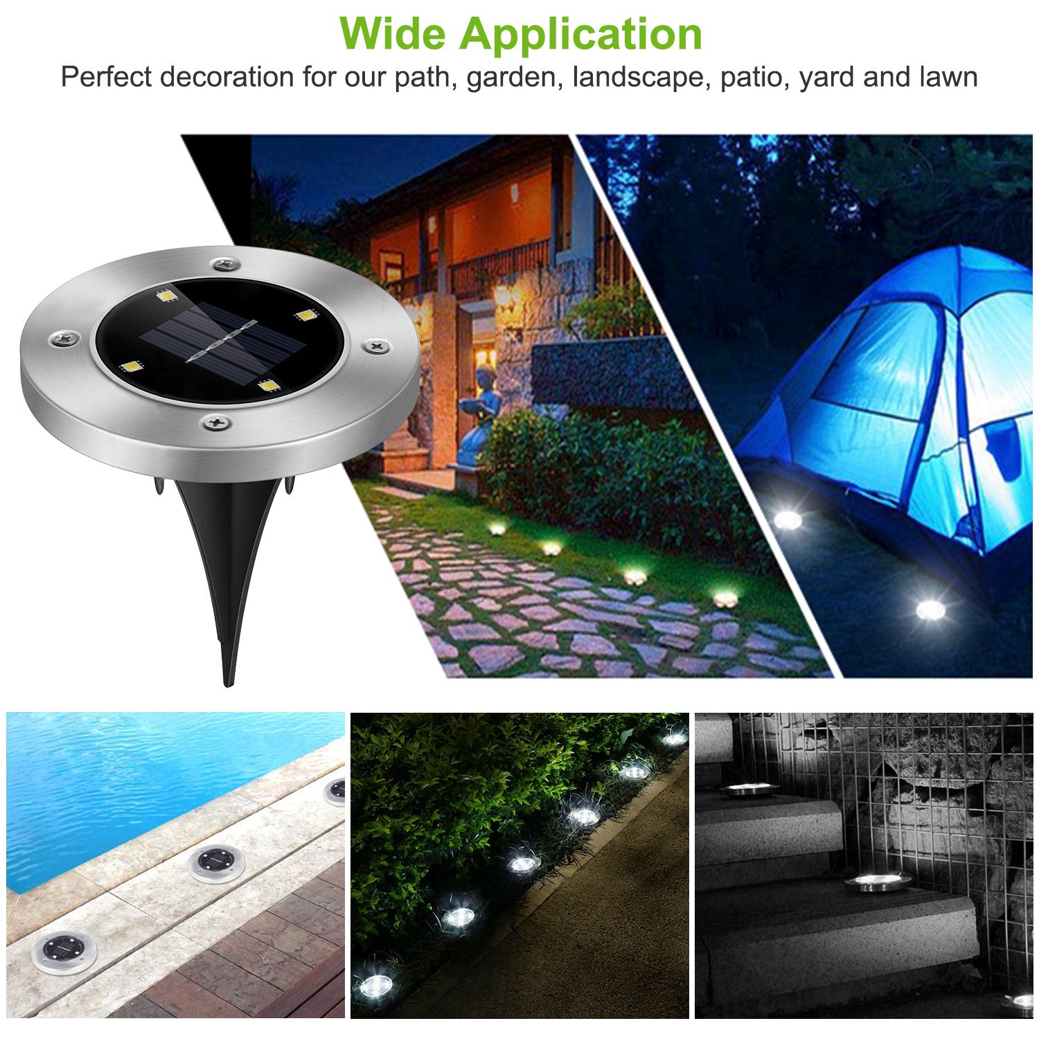 4-Piece Solar Ground Path Lights — Restaurant Patio — view 2
