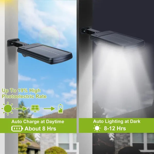 Solar Motion-Sensor Wall Light — Black, 3 Modes, IP65 — view 3