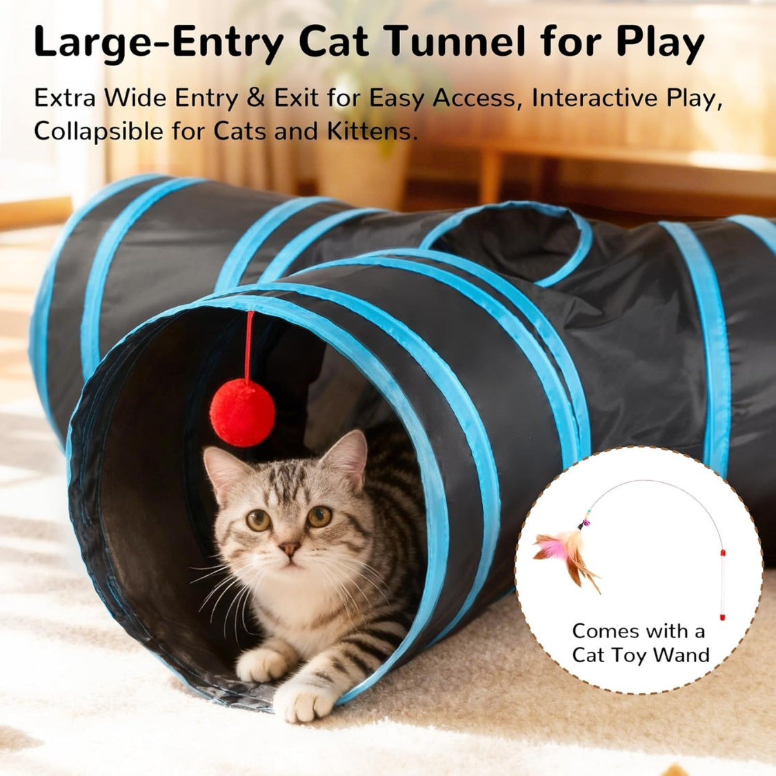 Three-Way Collapsible Activity Tunnel for Cat Cafés, Adoption Lounges, and Indoor Enrichment Rooms — view 7