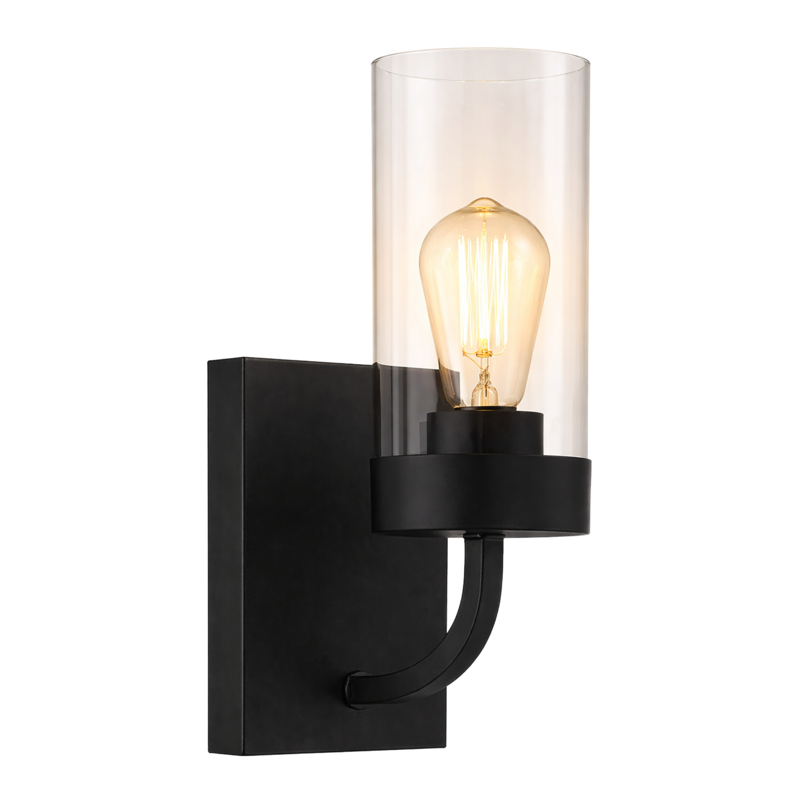 Black Metal + Clear Glass Wall Sconce — Restaurant Corridor Light — view 4