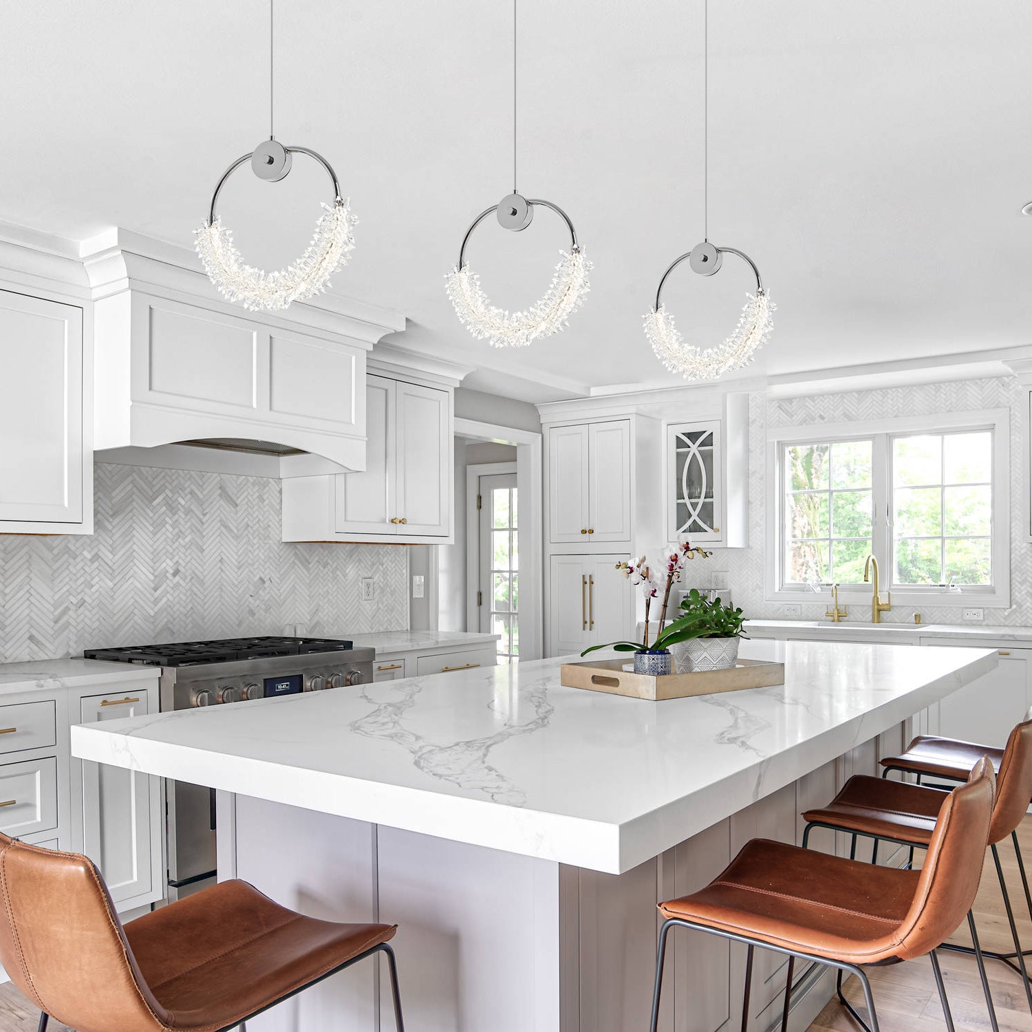 Crystal LED Hanging Bar Chandelier — Restaurant Lounge — view 10