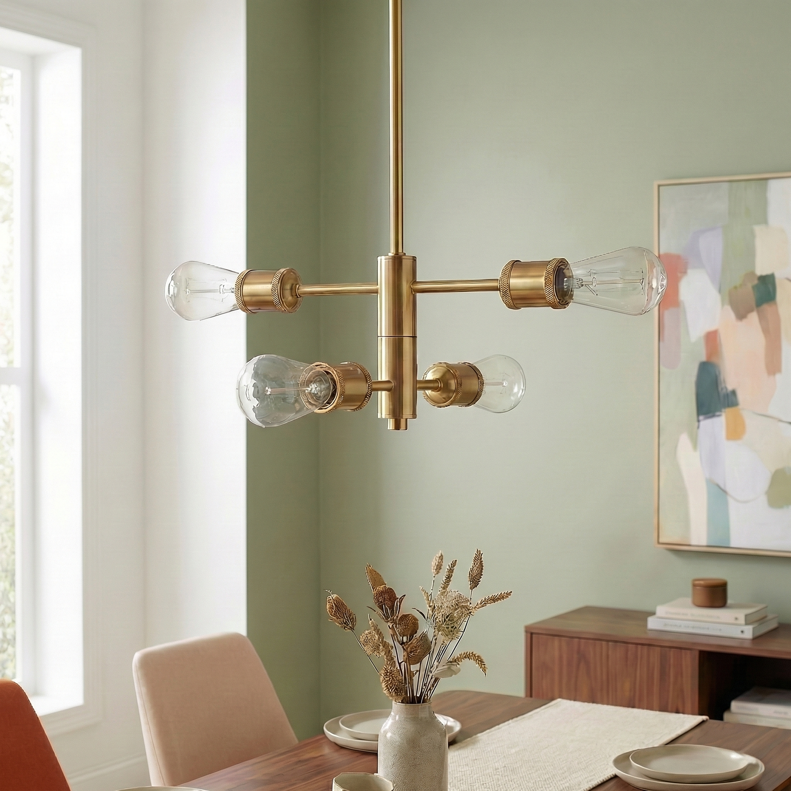 Modern Gold Trellis 4-Light Chandelier for Restaurant Dining Rooms and Kitchens — view 2