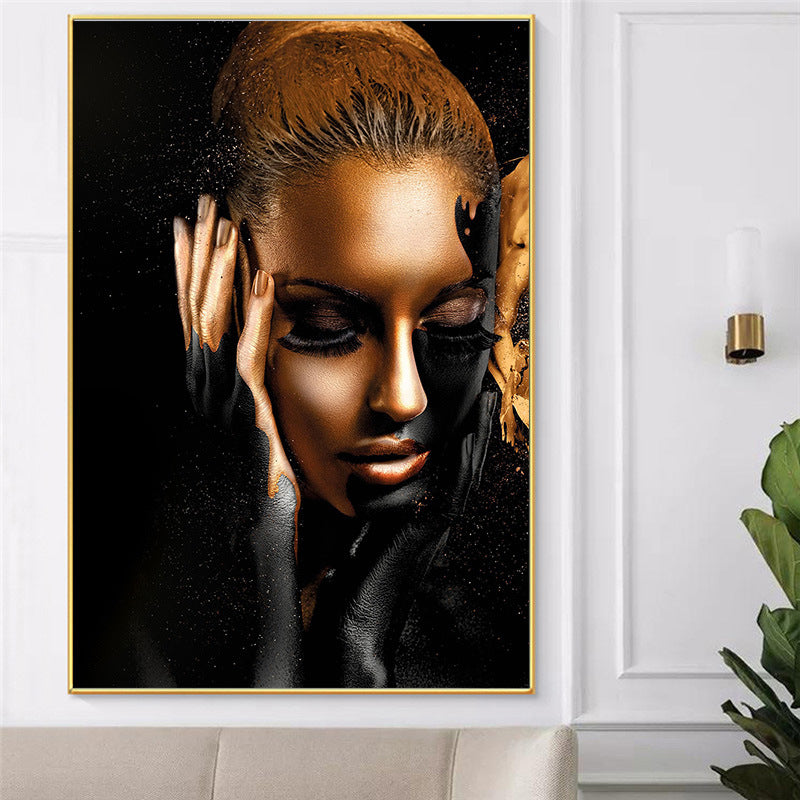 HD Modern Home Single African Woman Frameless Painting Canvas Wall Painting And Mural Decoration Spray Painting Cross-border Supply — view 3
