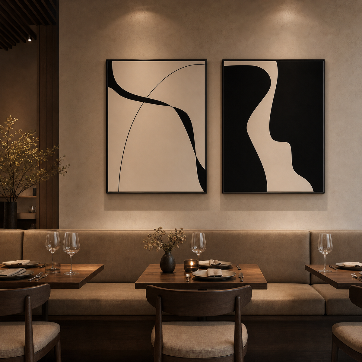 Resto Glow AI product image 2026-08-03 — restaurant view — Abstract Sofa Background Wall Decoration Painting