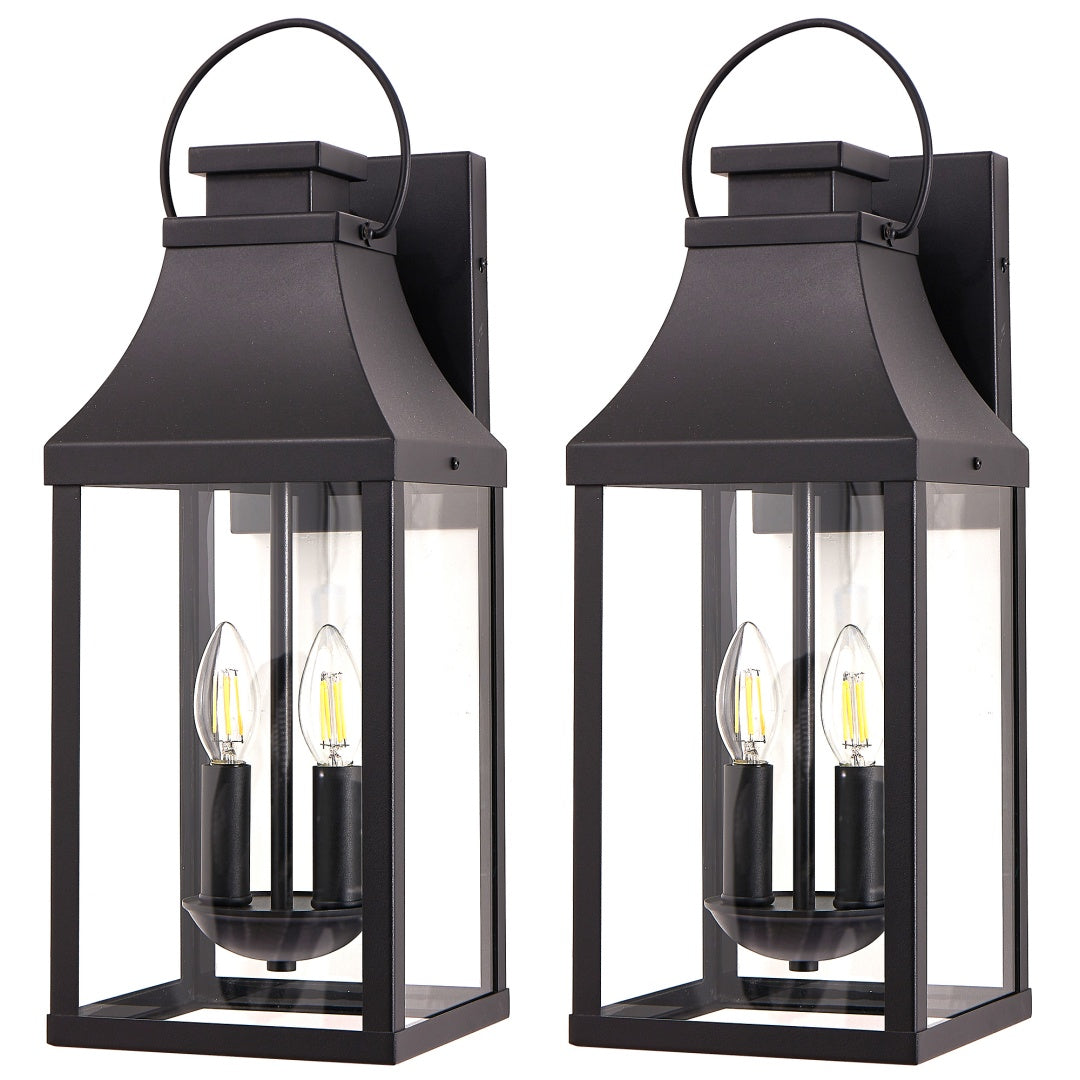 20-Inch Black Outdoor Wall Sconces — 2-Pack Restaurant Entry — view 2
