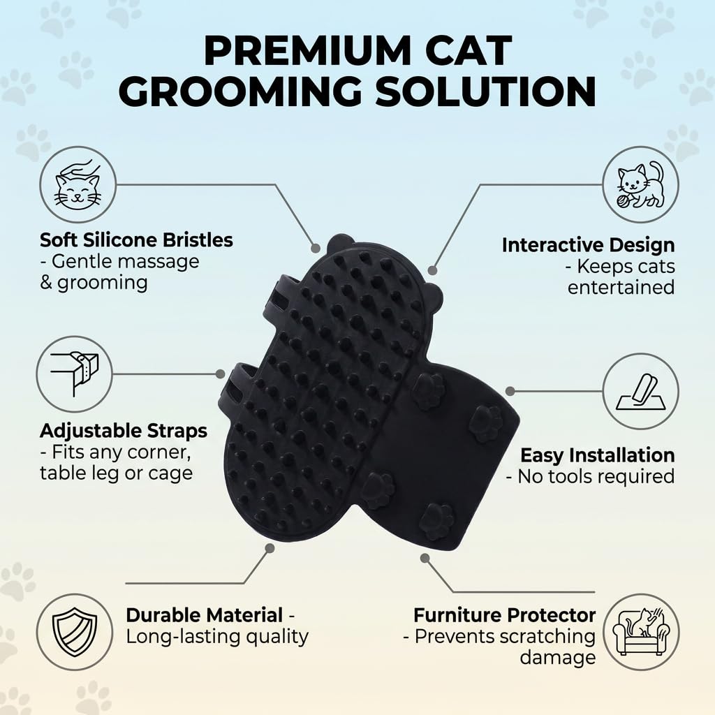 Two-Piece Soft Corner Self-Groomer Set for Cat Cafés, Adoption Suites, and High-Traffic Enrichment Walls — view 4