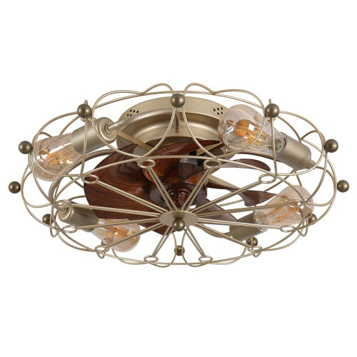 Low-Profile Black Cage Ceiling Fan with Integrated Light for Restaurant Patios — view 7