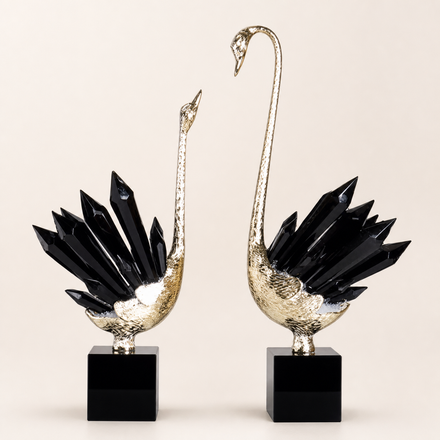 Resto Glow AI product image 2026-08-03 — clean background — Crystal Swan Restaurant Entry Sculpture