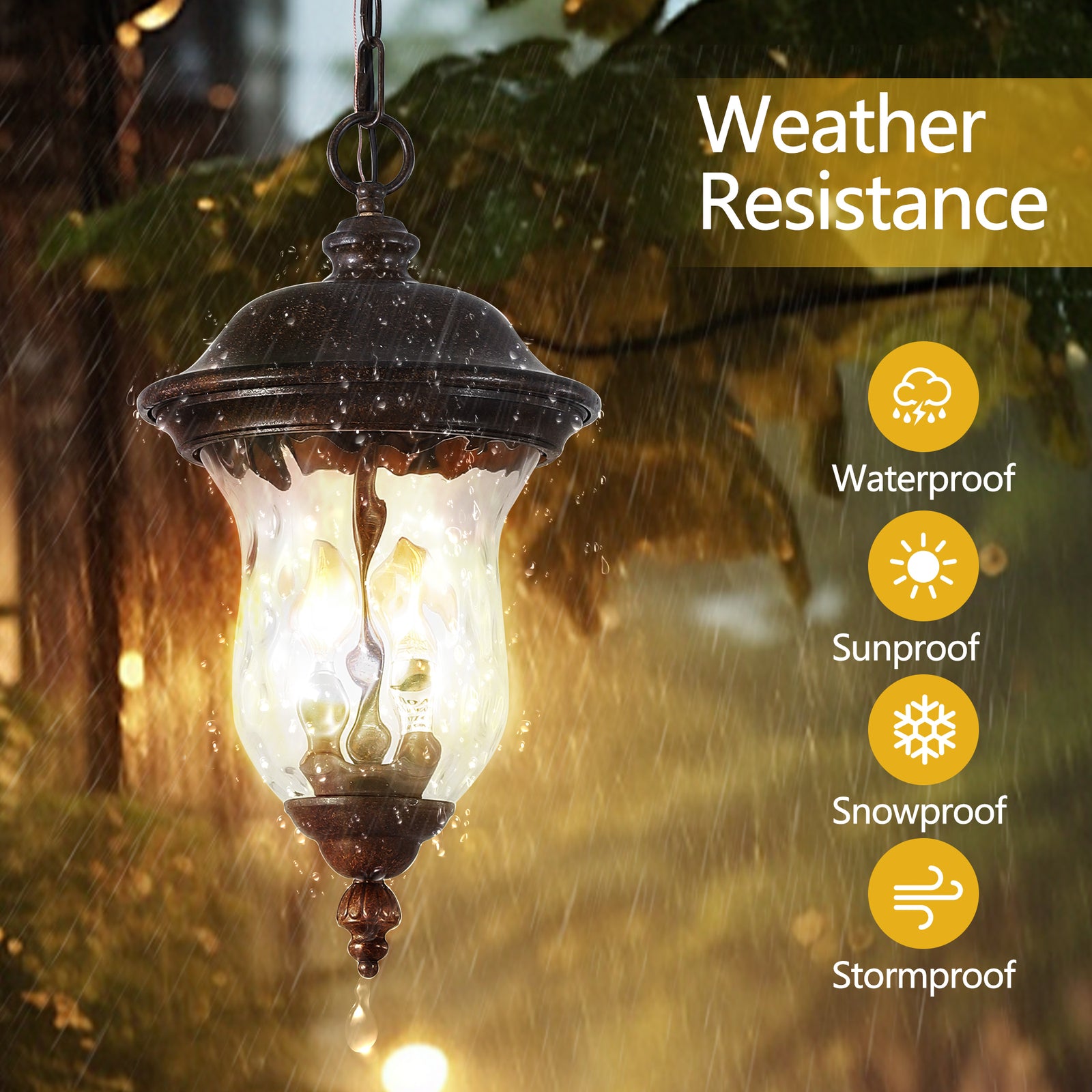 Weatherproof Rustic Clear-Glass Hanging Lantern for Restaurant Patios — view 5