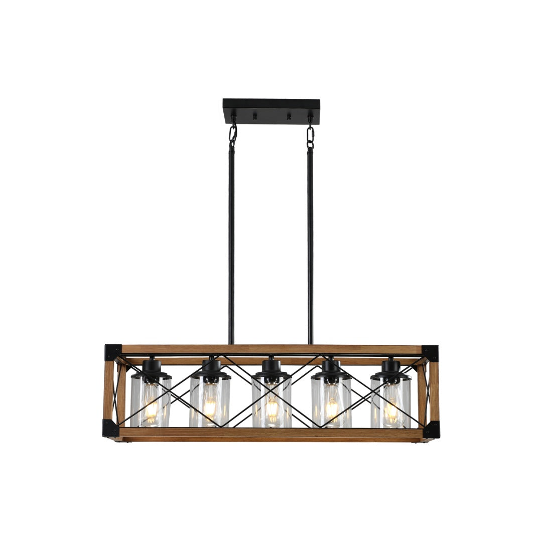Walnut 5-Light Farmhouse Chandelier for Restaurant Dining Rooms — view 10