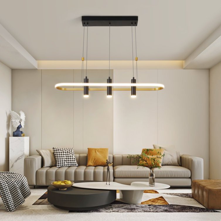 4-Light Black & Gold LED Pendant — Restaurant Dining — view 4