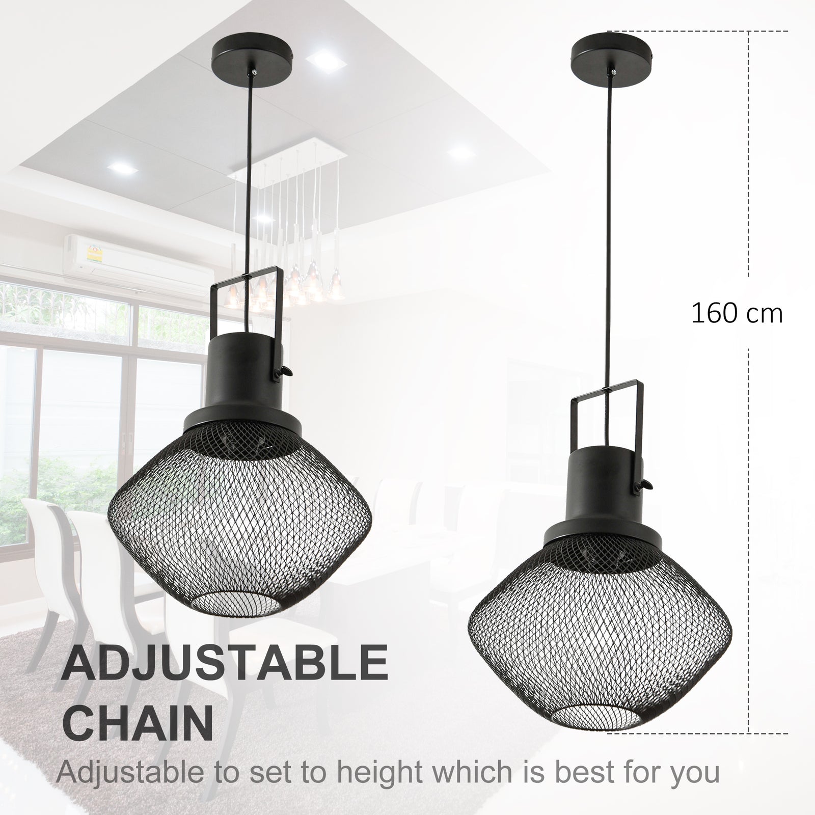Black Industrial Chain Pendant — Restaurant Bar — view 2