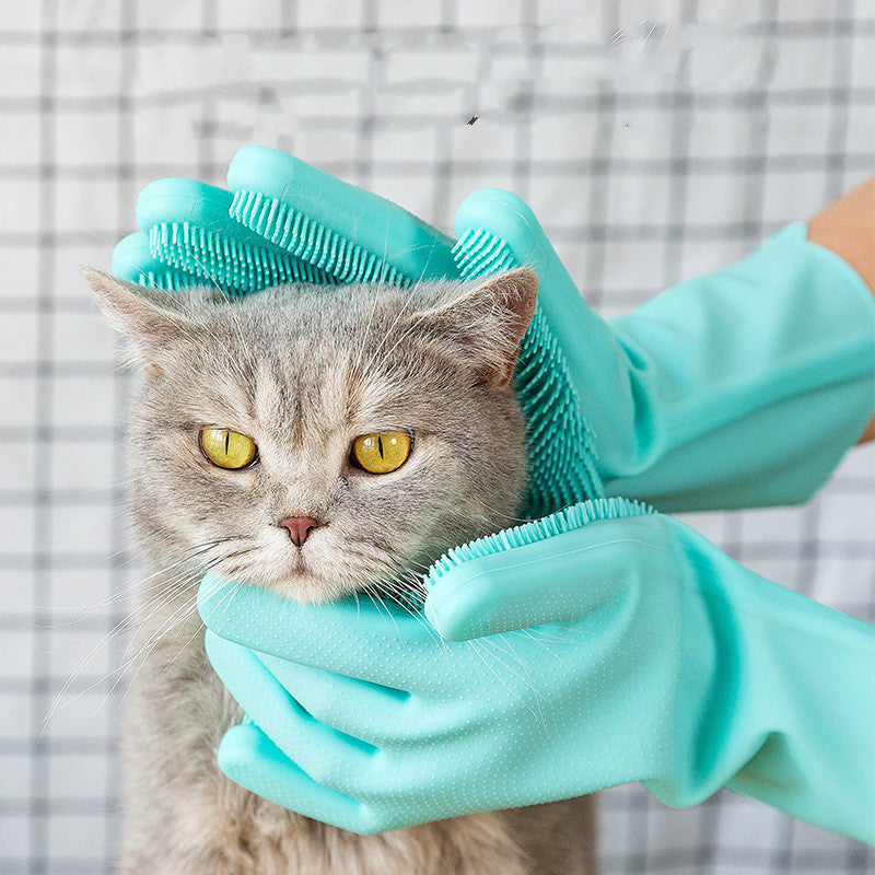 Flexible Silicone Deshedding Glove for Cat Café Grooming Stations, Foster Rooms, and Daily Coat Care — view 3