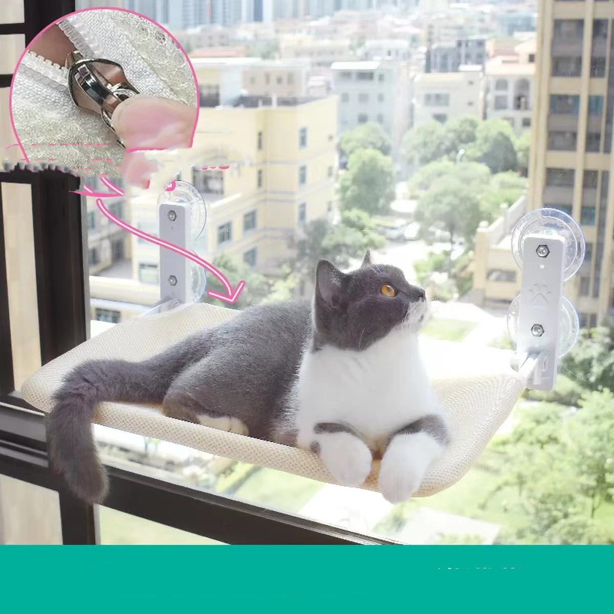 Suction-Mounted Window Perch for Cat Cafés, Street-Facing Lounges, and Elevated Guest Viewing Zones — view 5