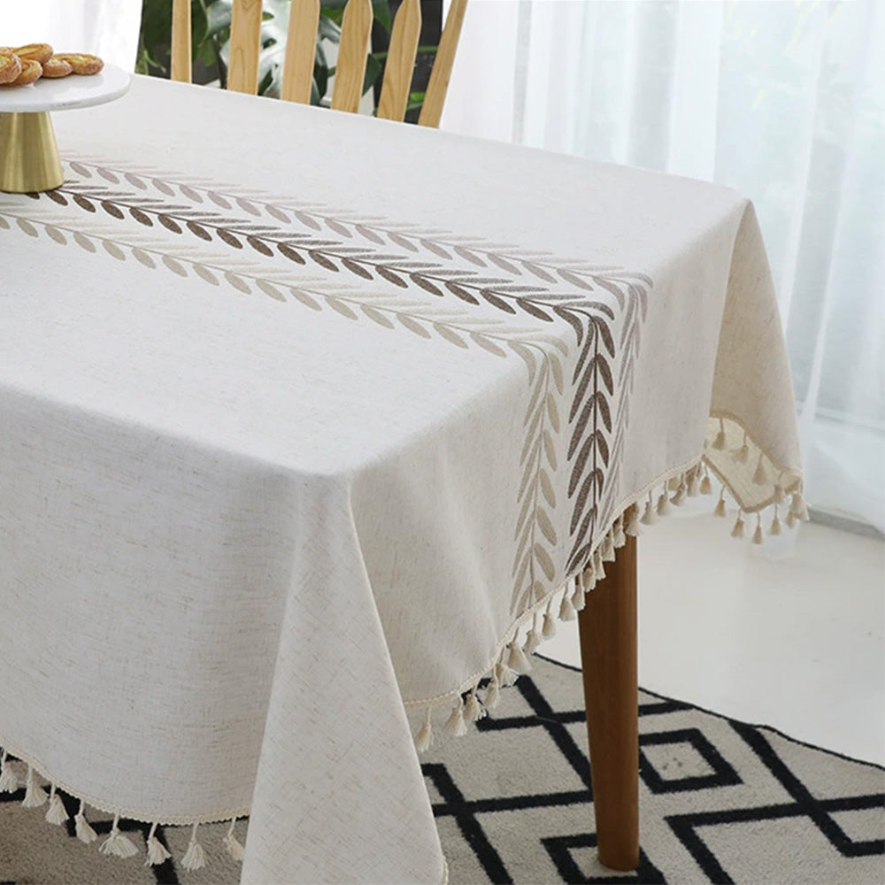 Cotton Linen Rectangular Tablecloth With Tassel Square Table Cloth  Dust-Proof Table Cover For Room Decor Restaurant Kitchen Dinning Room Table Cover — view 4