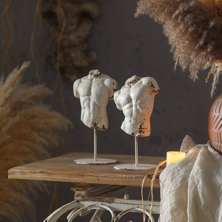 Half-Body Plaster Figurine Sculpture