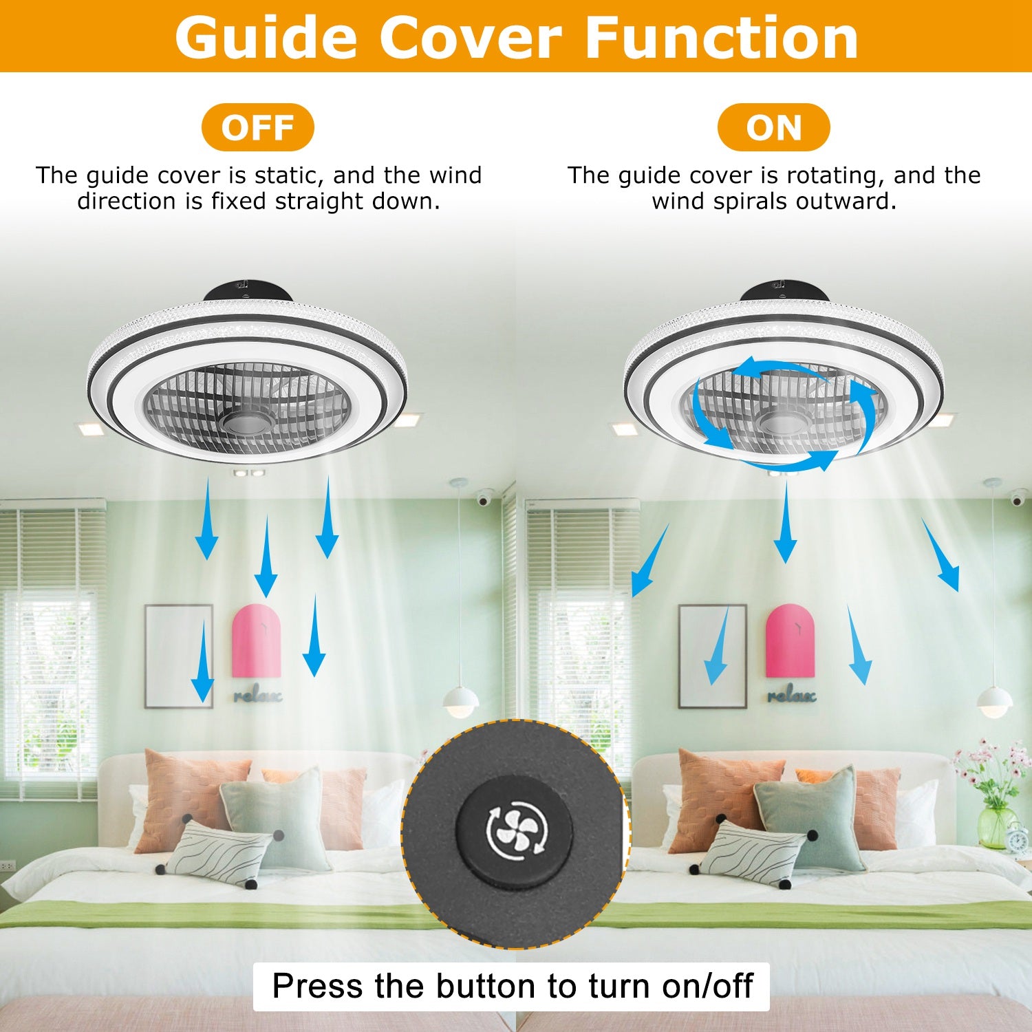 20.5-Inch Black Ceiling Fan with 30W LED — Restaurant Dining — view 3