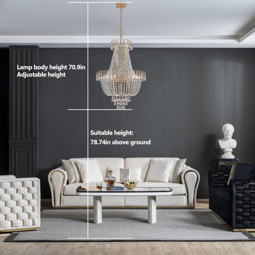 Large Gold Crystal Chandelier for Restaurant Dining Rooms and Hotel Lobbies — view 6