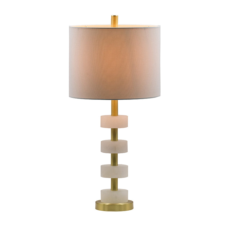 White Marble & Gold Table Lamp — 26-Inch Dining Room Statement — view 3