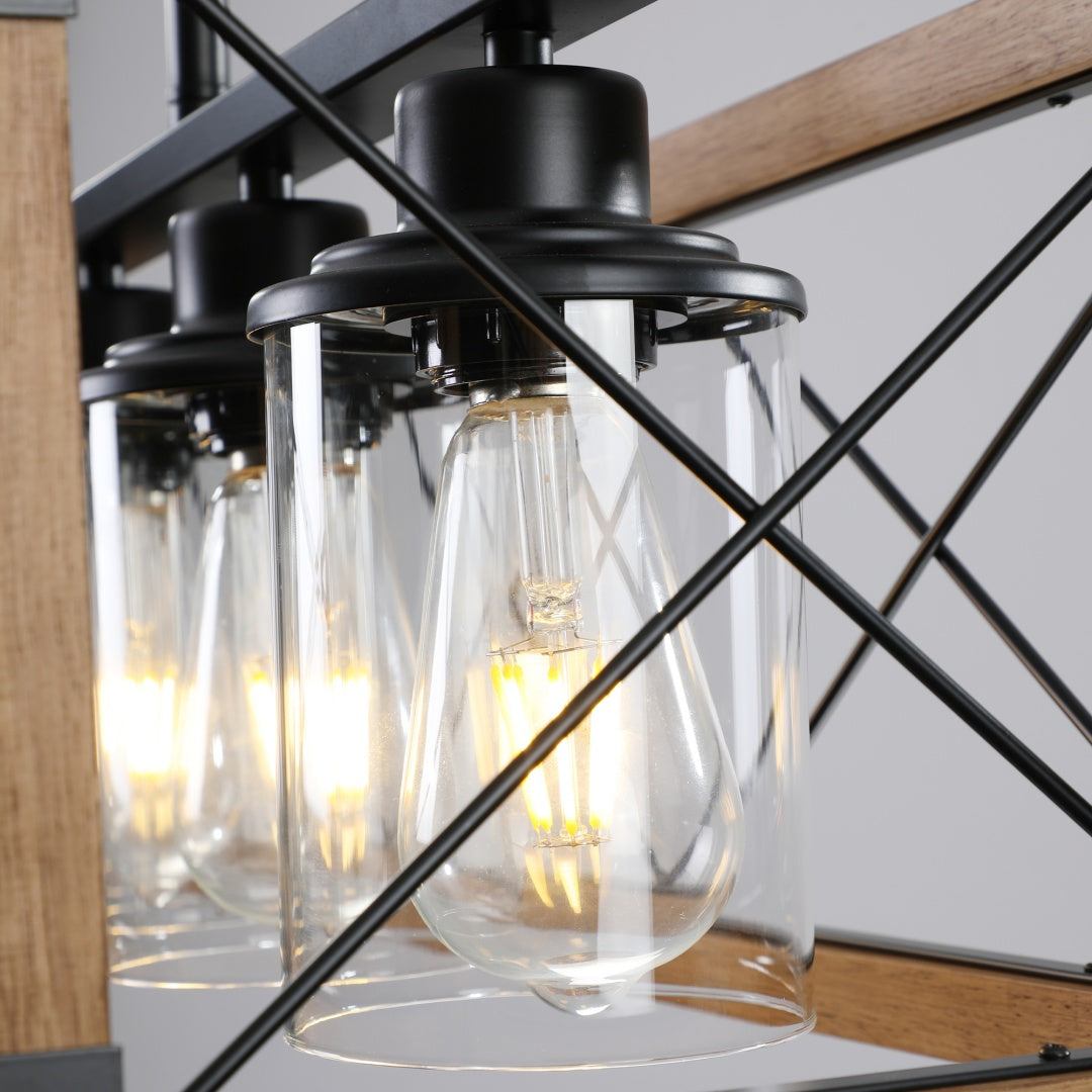 Walnut 5-Light Farmhouse Chandelier for Restaurant Dining Rooms — view 7