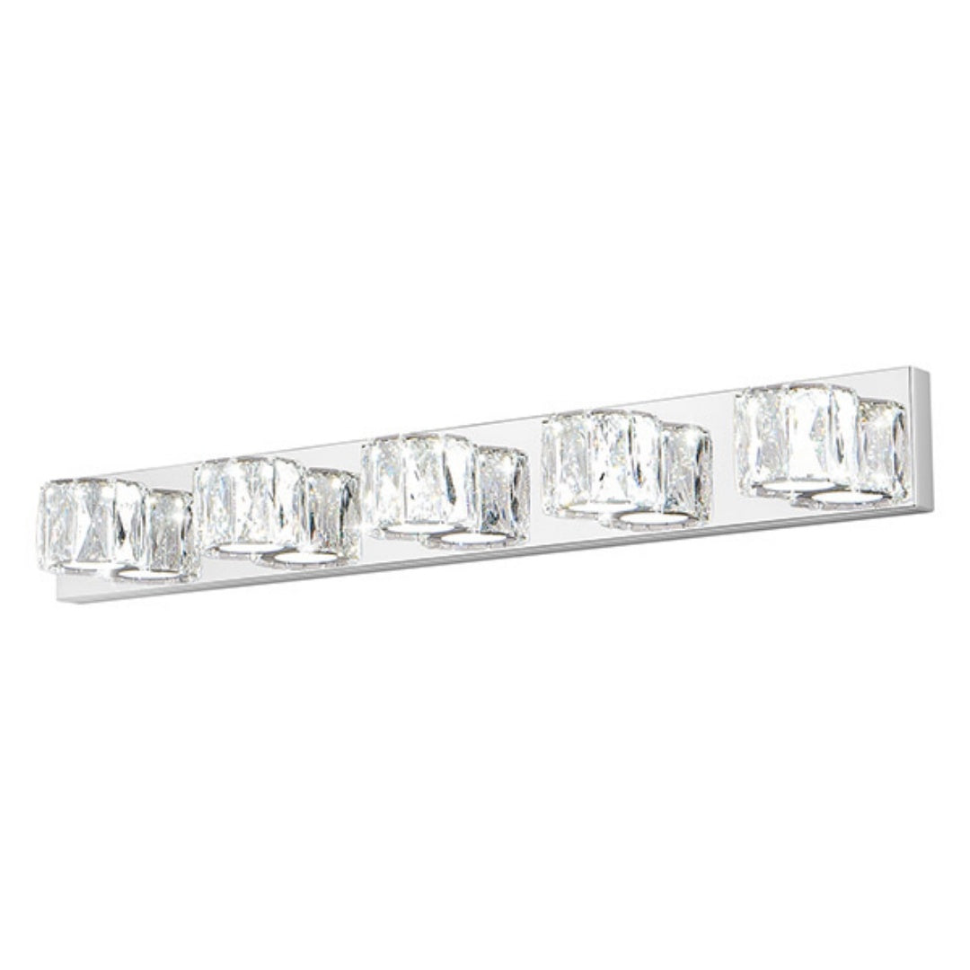 Chrome 5-Light LED Crystal Wall Sconce for Restaurant Restrooms and Hallways — view 10