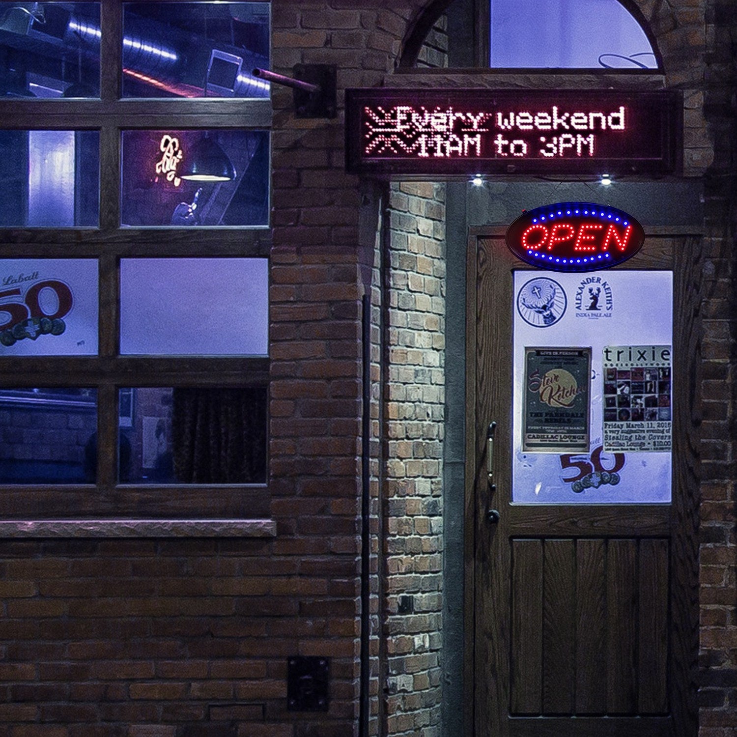 OPEN LED Neon Sign — Red + Blue, Static or Flashing — view 10