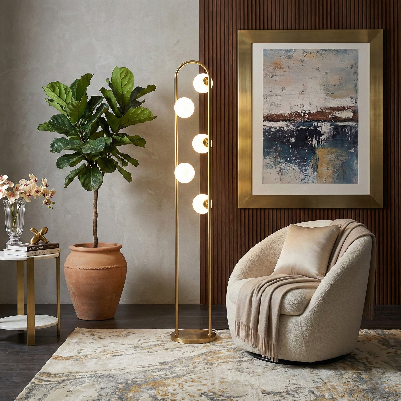 Gold Artema Floor Lamp — Restaurant Lounge & Dining — view 3
