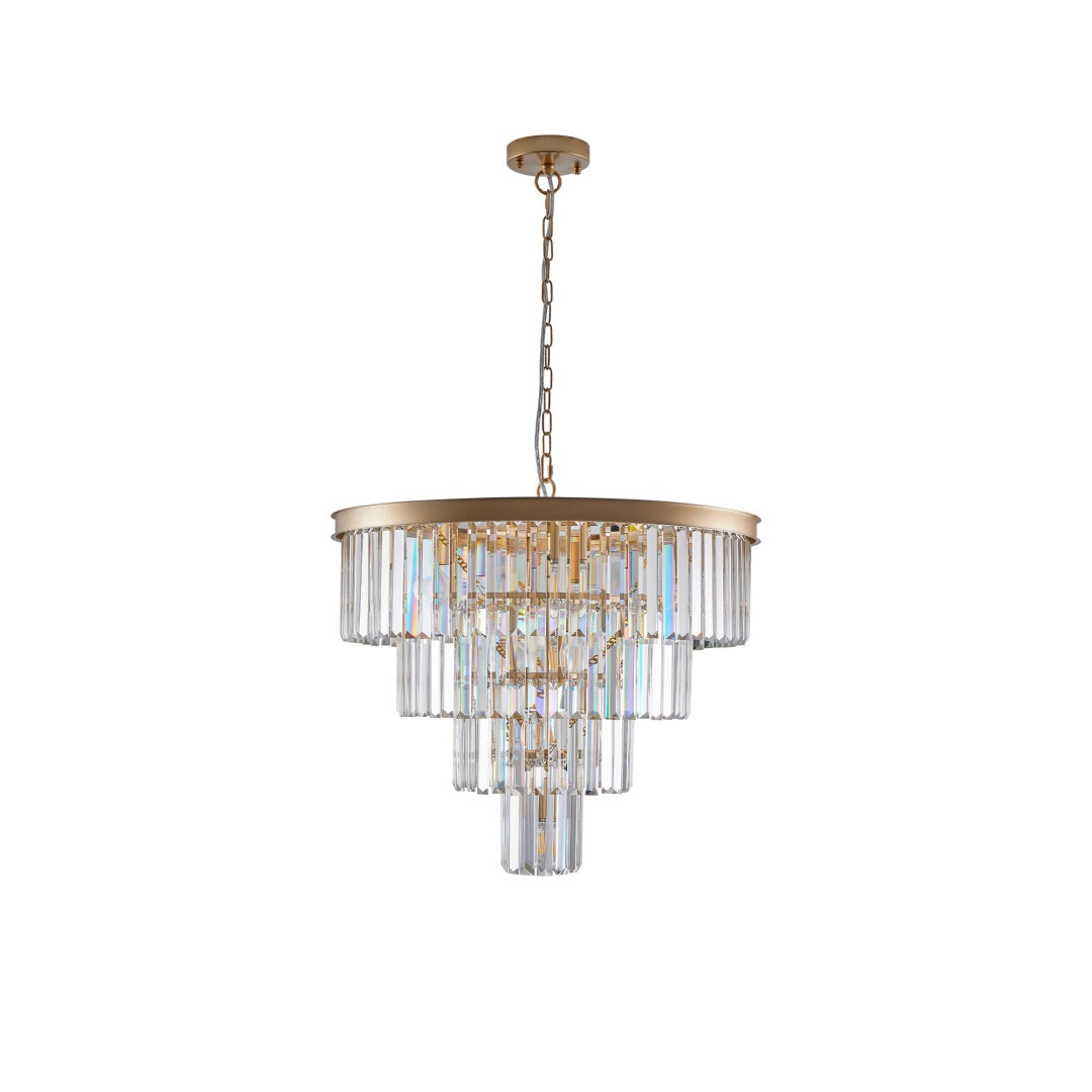 24-Light Four-Tier Golden Crystal Chandelier — Restaurant Dining — view 10