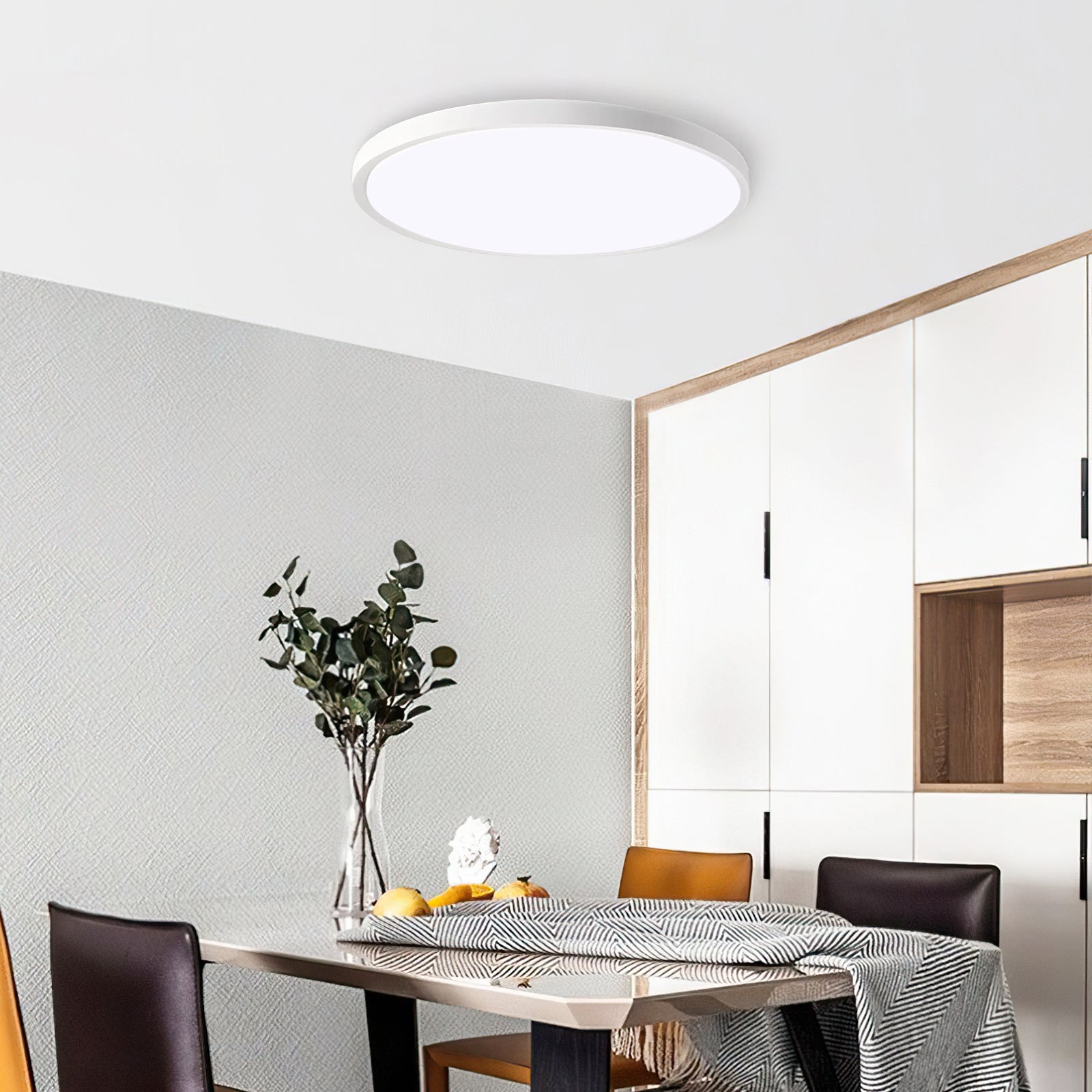 Ultra-Thin White LED Flush Mount Ceiling Light for Restaurant Hallways — view 1
