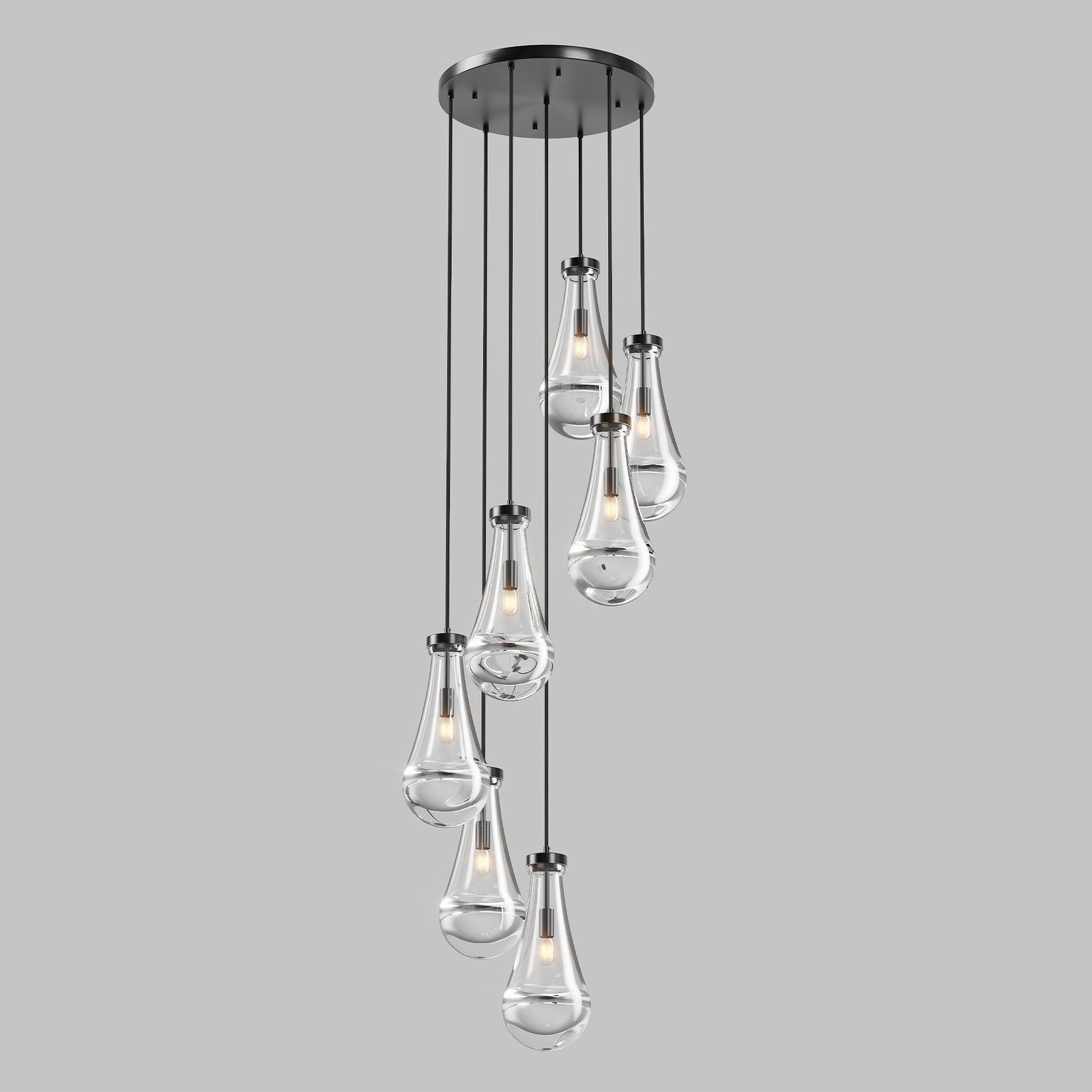 7-Light Black Pendant Chandelier — Restaurant Dining & Bar — view 6